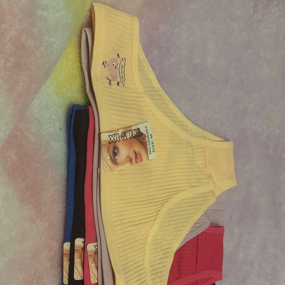 Women's Ribbed Intimates Set - Yellow, Pink, Blue, Red